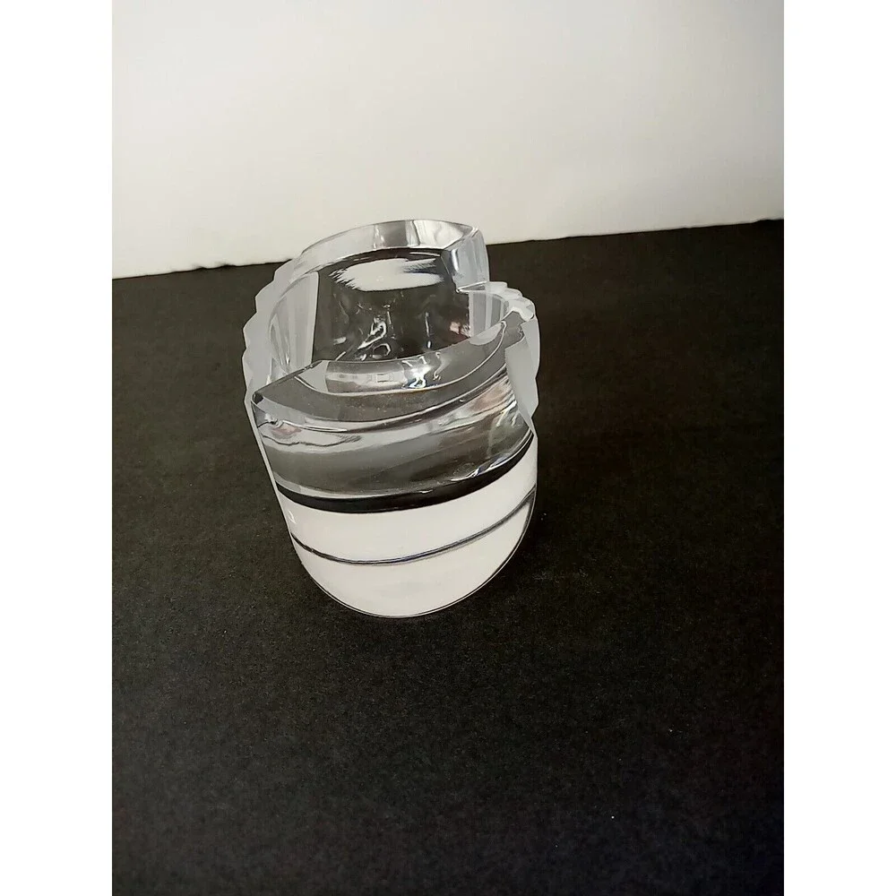 Mikasa ArtDeco “Curtain Call”Frosted Stripe Glass  Oval‎ Candleholder 2 1/4